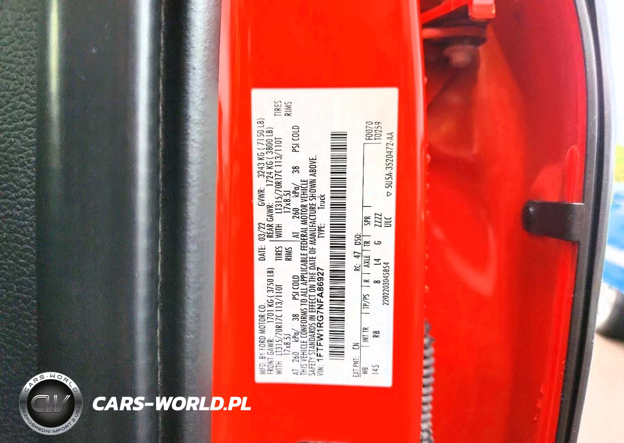 2022 Ford F150 Raptor VIN:1FTFW1RG7NFA86927 - 13