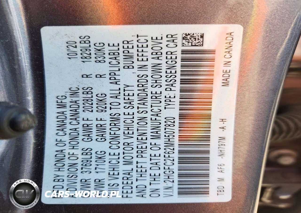 2021 Honda Civic Lx VIN:2HGFC2F62MH507820 - 12