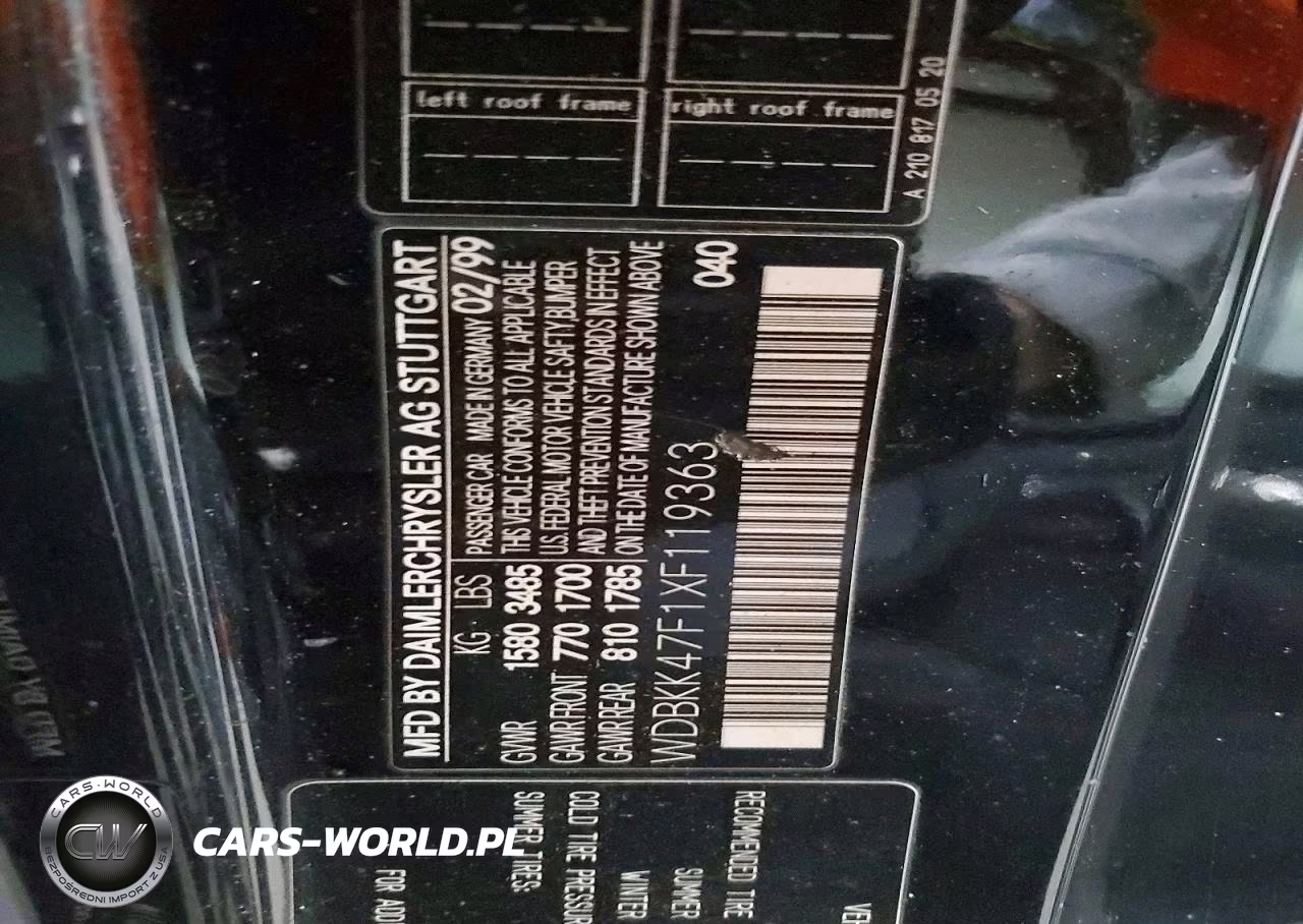 1999 Mercedes-Benz Slk 230 Kompressor VIN:WDBKK47F1XF119363 - 12