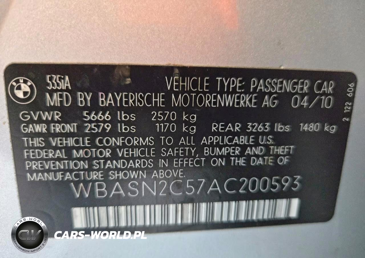 2010 BMW 535 Gt VIN:WBASN2C57AC200593 - 12