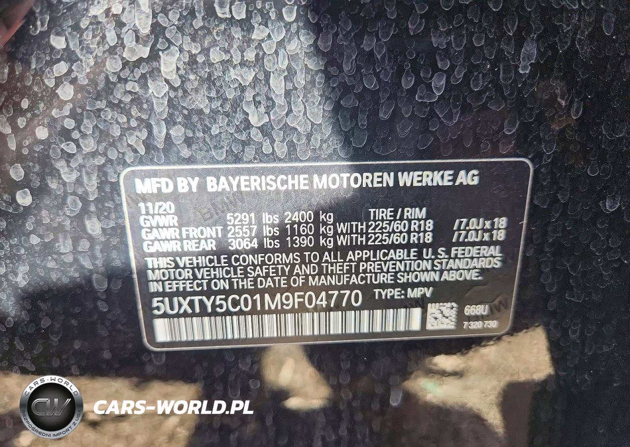 2021 BMW X3 xDrive30I VIN:5UXTY5C01M9F04770 - 14