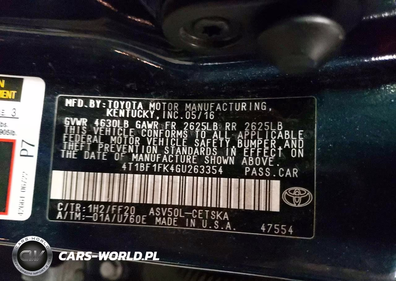 2016 Toyota Camry Se VIN:4T1BF1FK4GU263354 - 12