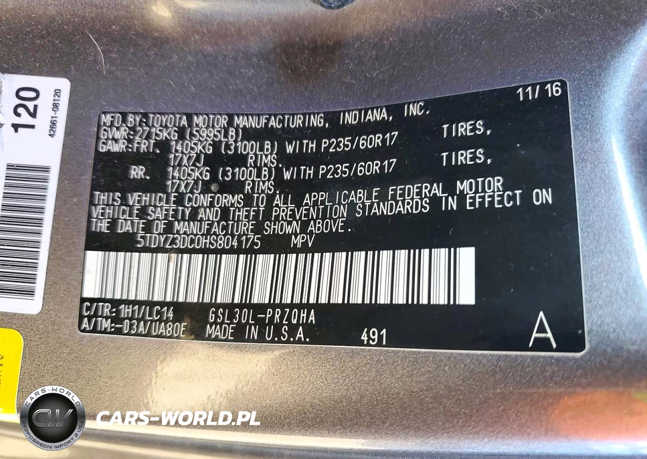 2017 Toyota Sienna Xle 8-Passenger VIN:5TDYZ3DC0HS804175 - 13