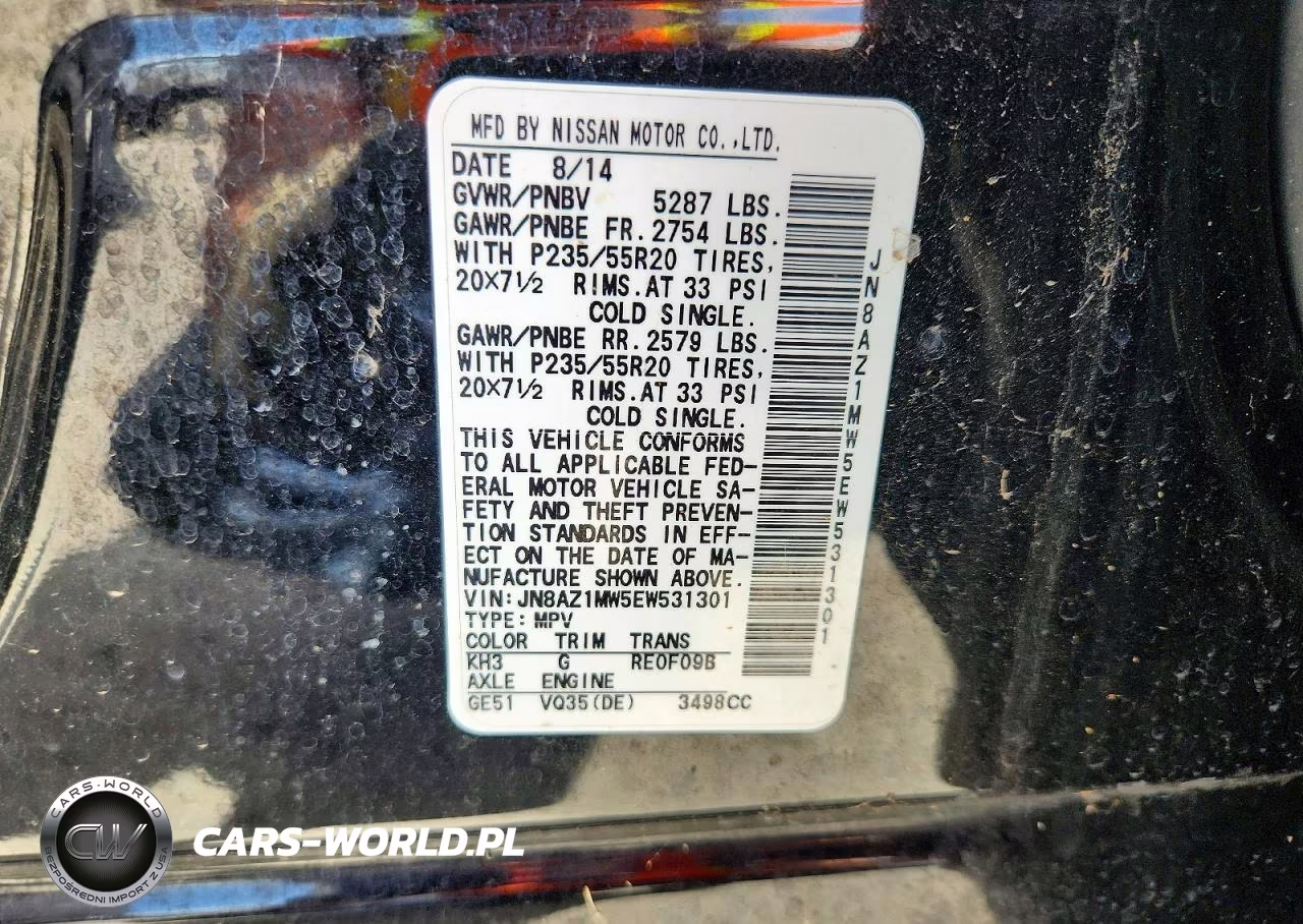 2014 Nissan Murano S VIN:JN8AZ1MW5EW531301 - 13