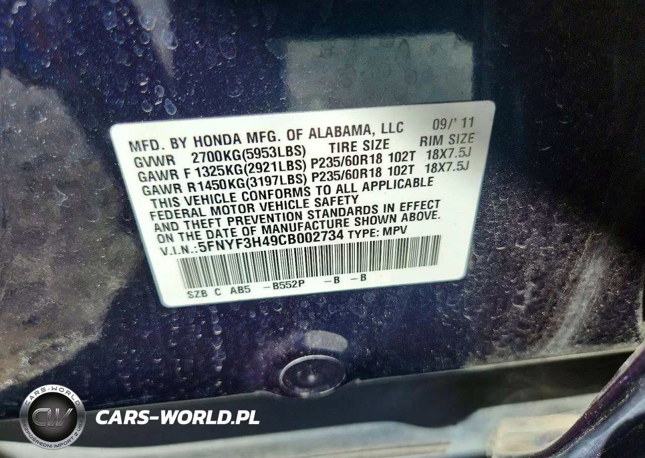 2012 Honda Pilot Ex VIN:5FNYF3H49CB002734 - 13