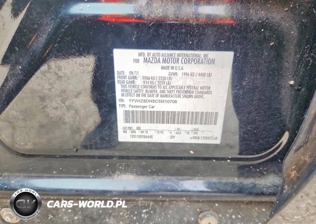 2012 Mazda 6 I VIN:1YVHZ8DH5C5M10706 - 13