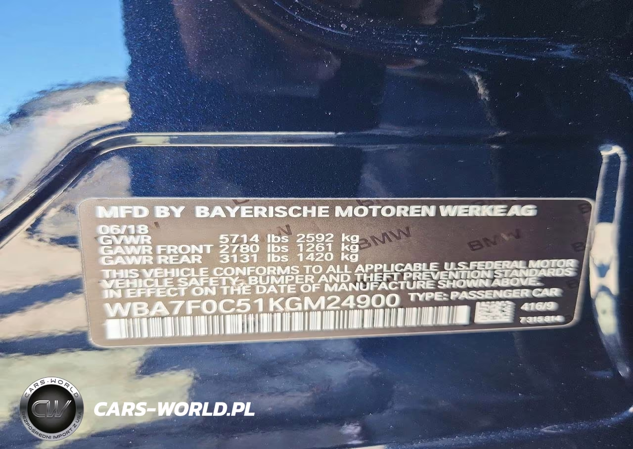 2019 BMW 750 I VIN:WBA7F0C51KGM24900 - 13