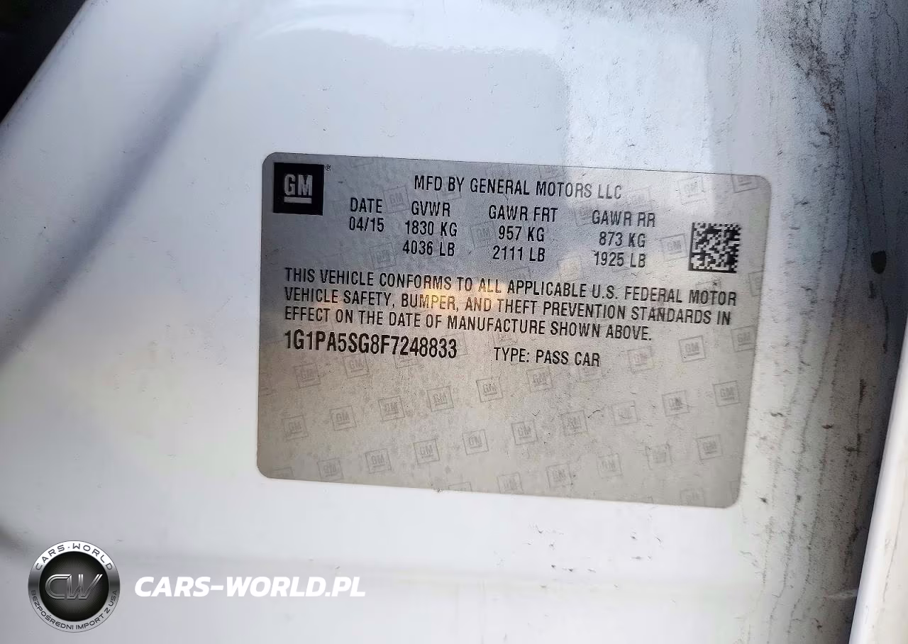 2015 Chevrolet Cruze Ls VIN:1G1PA5SG8F7248833 - 12