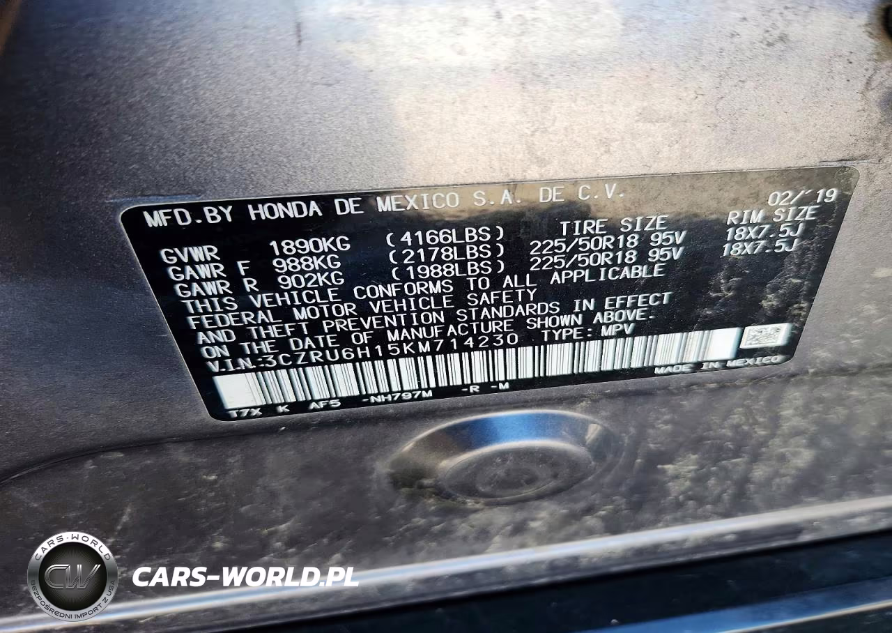 2019 Honda Hr-V Sport VIN:3CZRU6H15KM714230 - 14