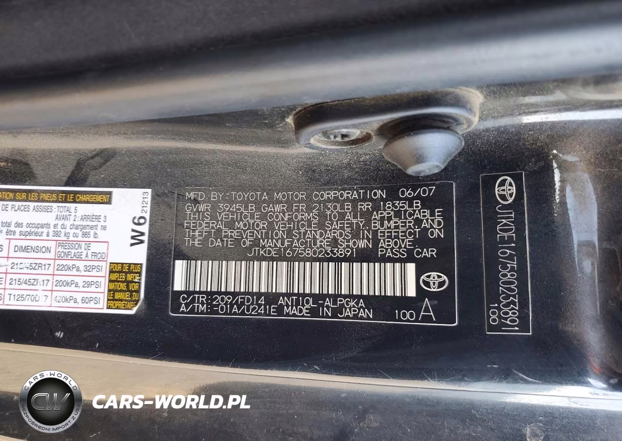 2008 Scion Tc Base VIN:JTKDE167580233891 - 12