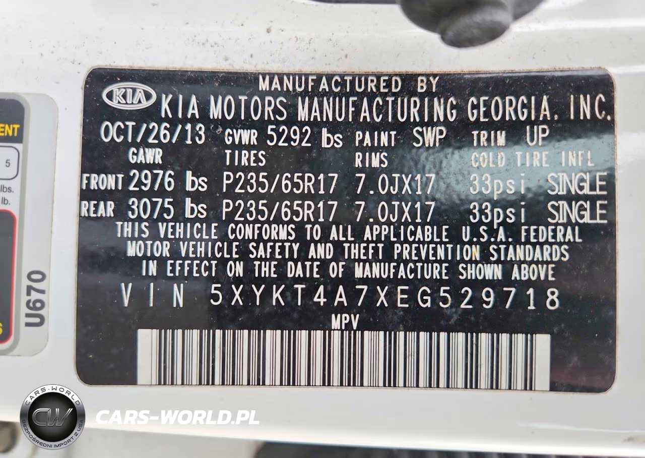 2014 Kia Sorento Lx VIN:5XYKT4A7XEG529718 - 13