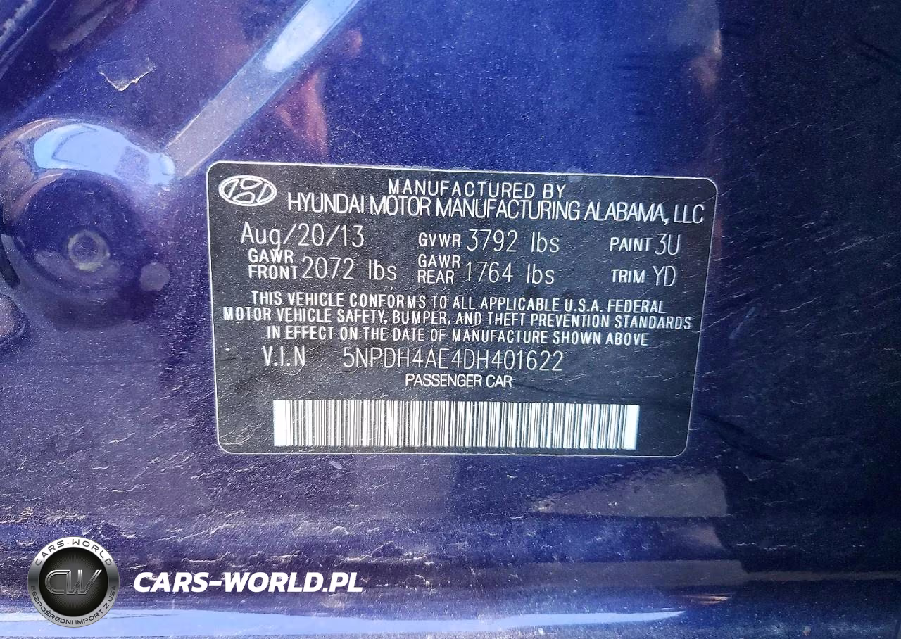 2013 Hyundai Elantra Gls VIN:5NPDH4AE4DH401622 - 12