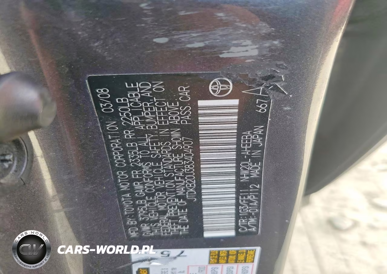 2008 Toyota Prius Base VIN:JTDKB20U383404907 - 13