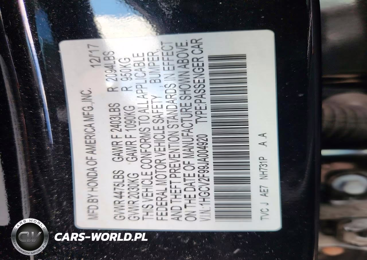 2018 Honda Accord Touring VIN:1HGCV2F99JA004920 - 12