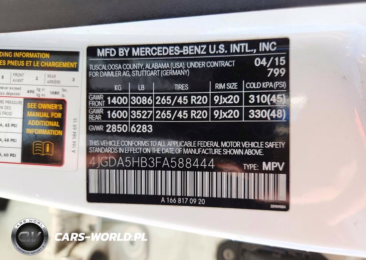 2015 Mercedes-Benz Ml 350 4Matic VIN:4JGDA5HB3FA588444 - 12