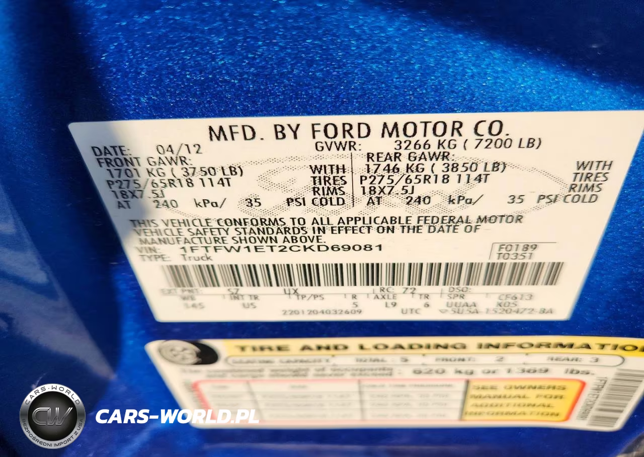 2012 Ford F150 Supercrew VIN:1FTFW1ET2CKD69081 - 12