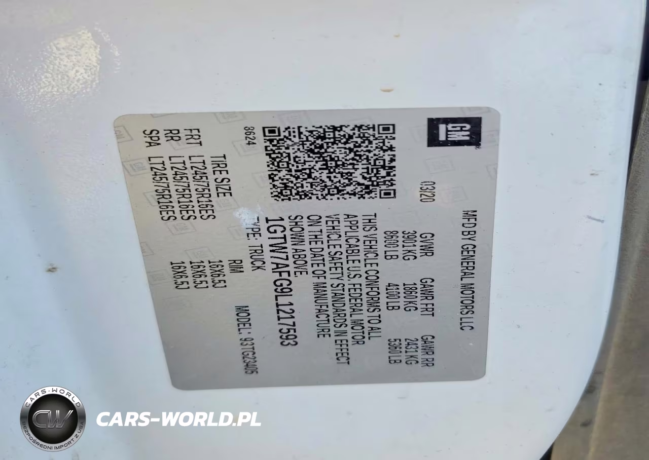 2020 GMC Savana2500 VIN:1GTW7AFG9L1217593 - 13