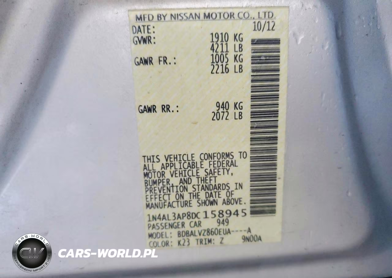 2013 Nissan Altima 2.5 VIN:1N4AL3AP8DC158945 - 12