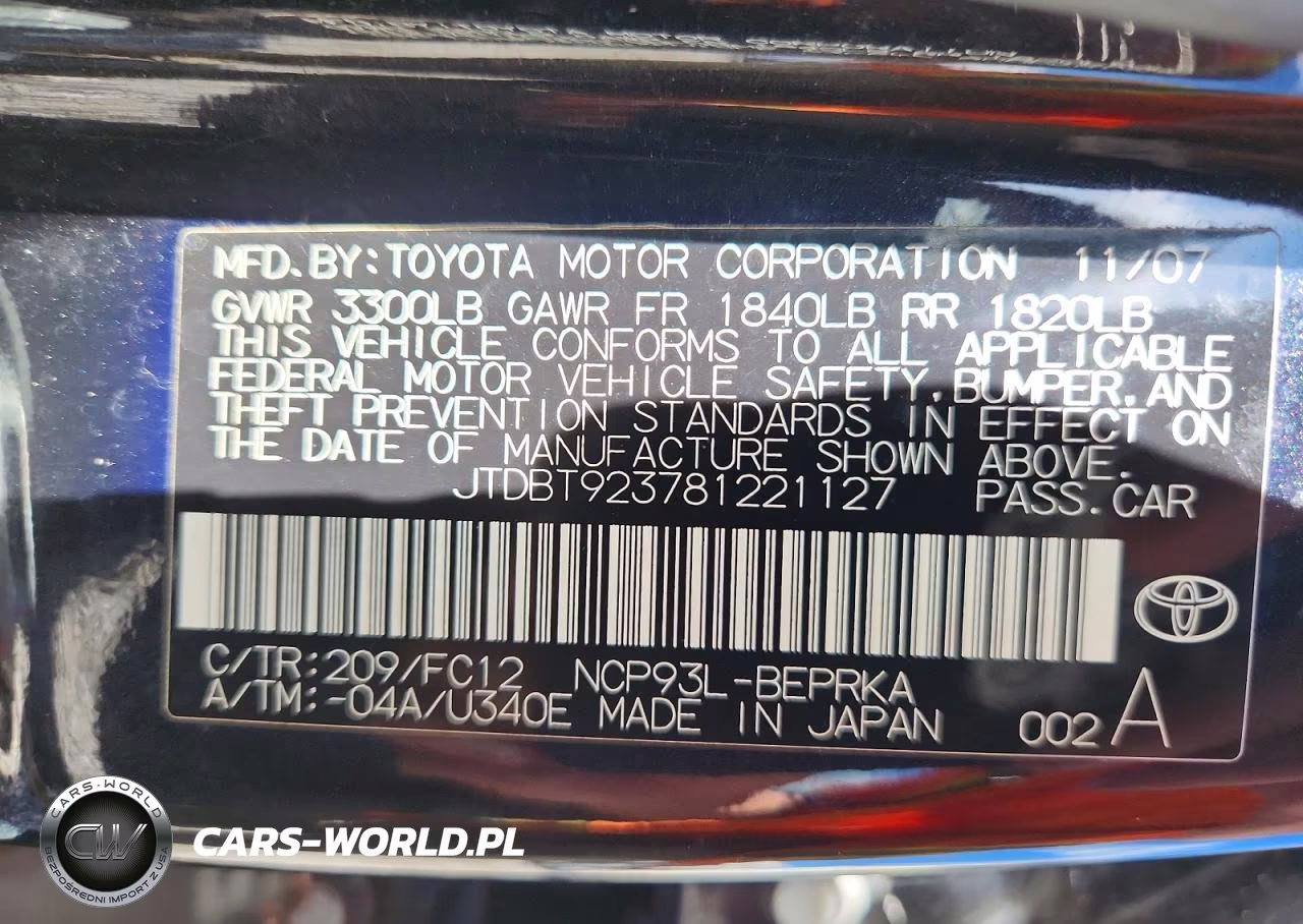 2008 Toyota Yaris Base VIN:JTDBT923781221127 - 13
