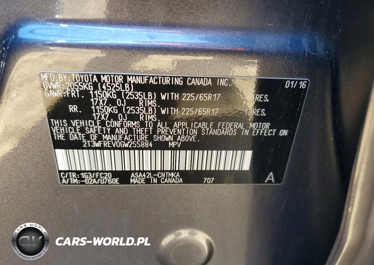 2016 Toyota Rav4 Xle VIN:2T3WFREV0GW255884 - 14