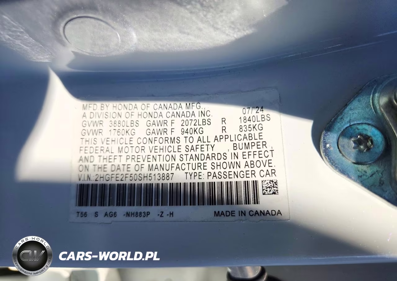 2025 Honda Civic Sport VIN:2HGFE2F50SH513887 - 12