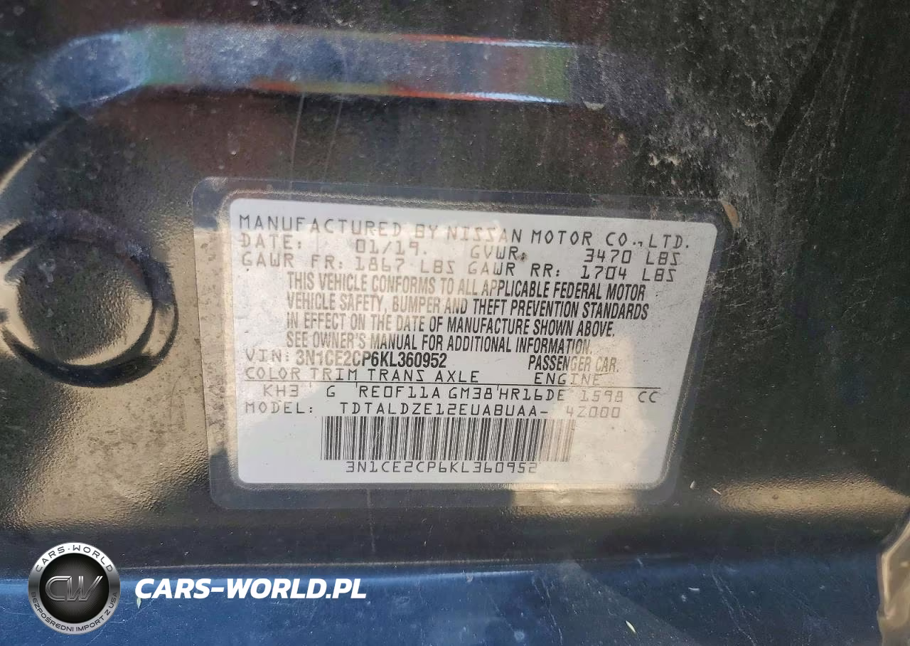 2019 Nissan Versa Note Sv VIN:3N1CE2CP6KL360952 - 13