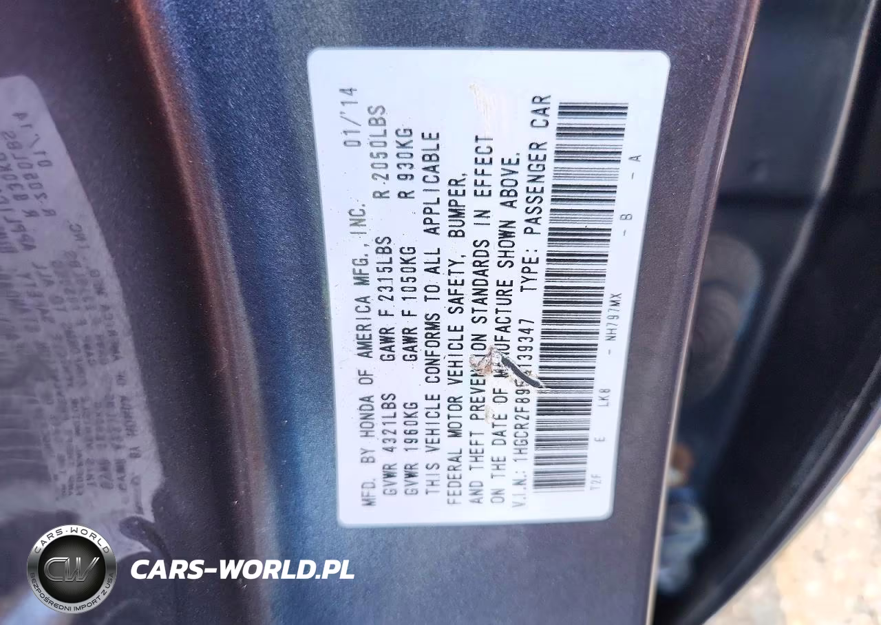 2014 Honda Accord Exl VIN:1HGCR2F89EA139347 - 12