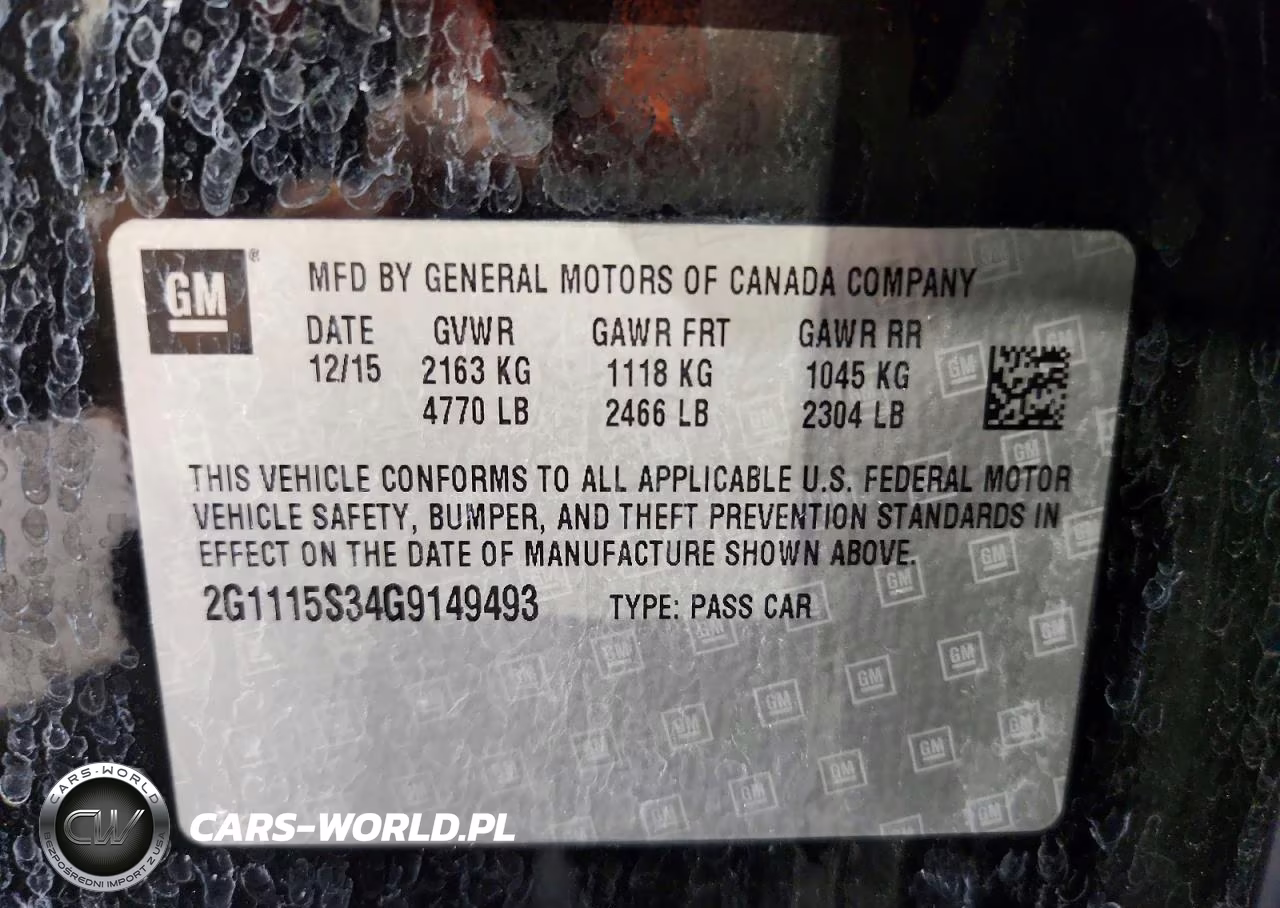 2016 Chevrolet Impala Lt VIN:2G1115S34G9149493 - 12