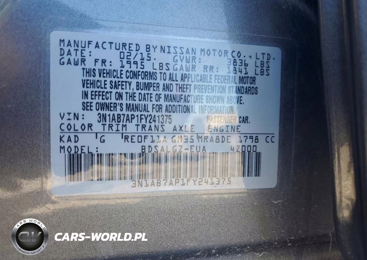 2015 Nissan Sentra Sl VIN:3N1AB7AP1FY241375 - 12