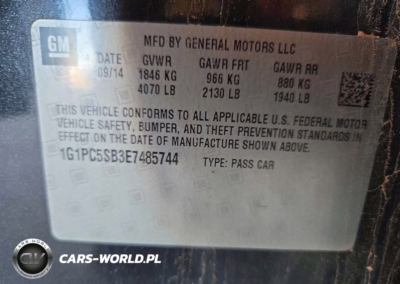 2014 Chevrolet Cruze Lt VIN:1G1PC5SB3E7485744 - 12