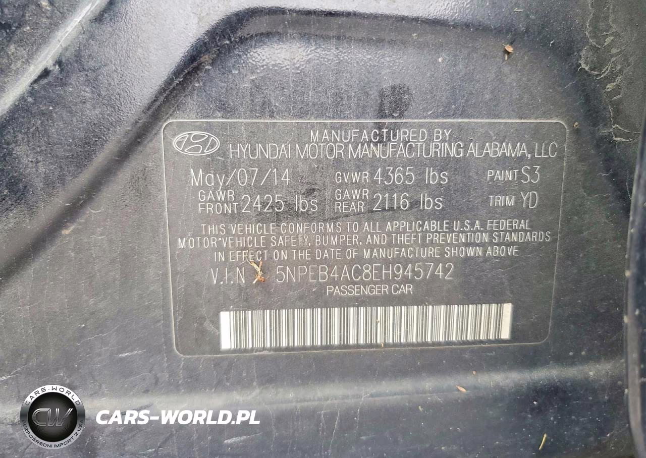 2014 Hyundai Sonata Gls VIN:5NPEB4AC8EH945742 - 13