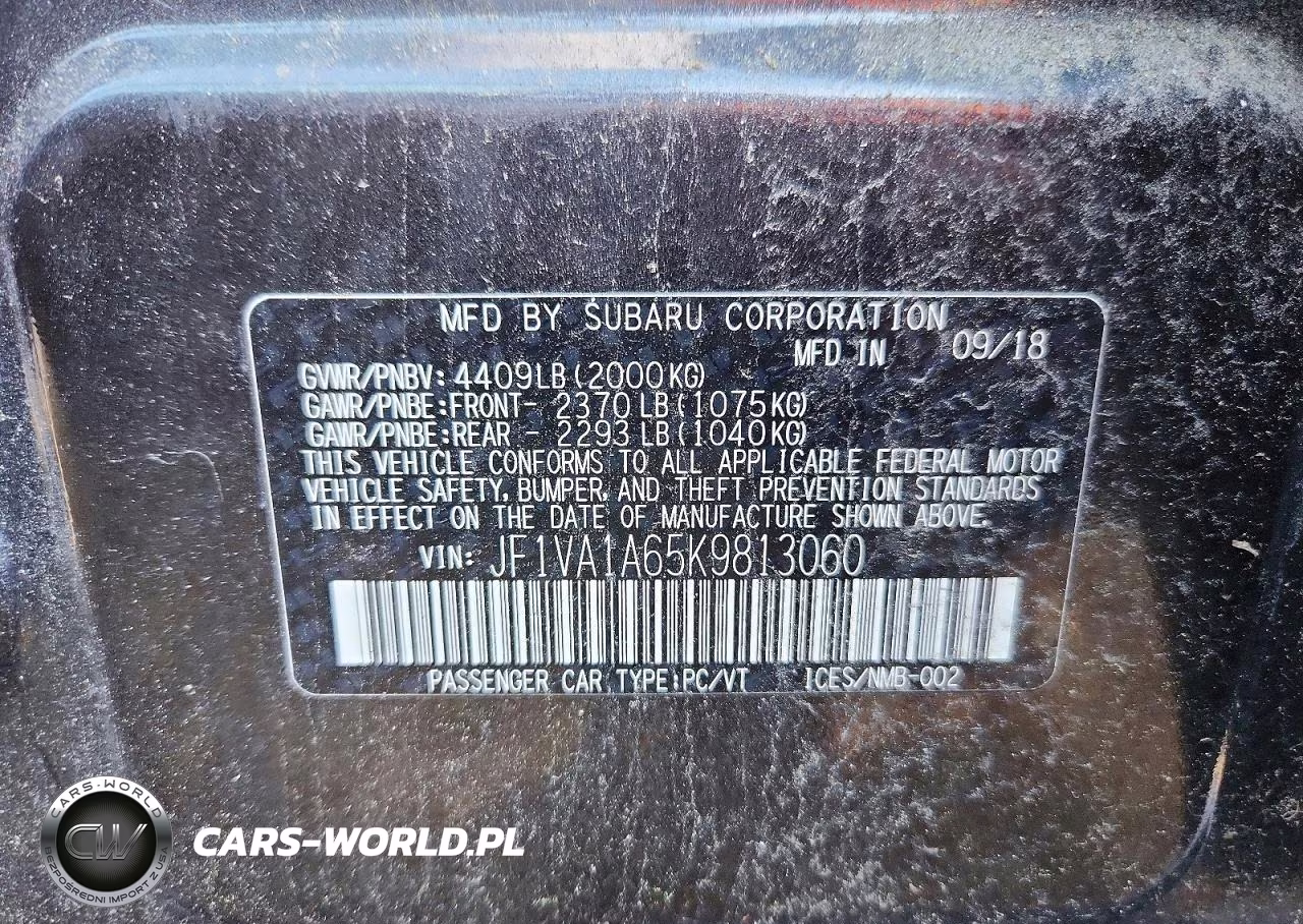 2019 Subaru Wrx Wrx Premium VIN:JF1VA1A65K9813060 - 12