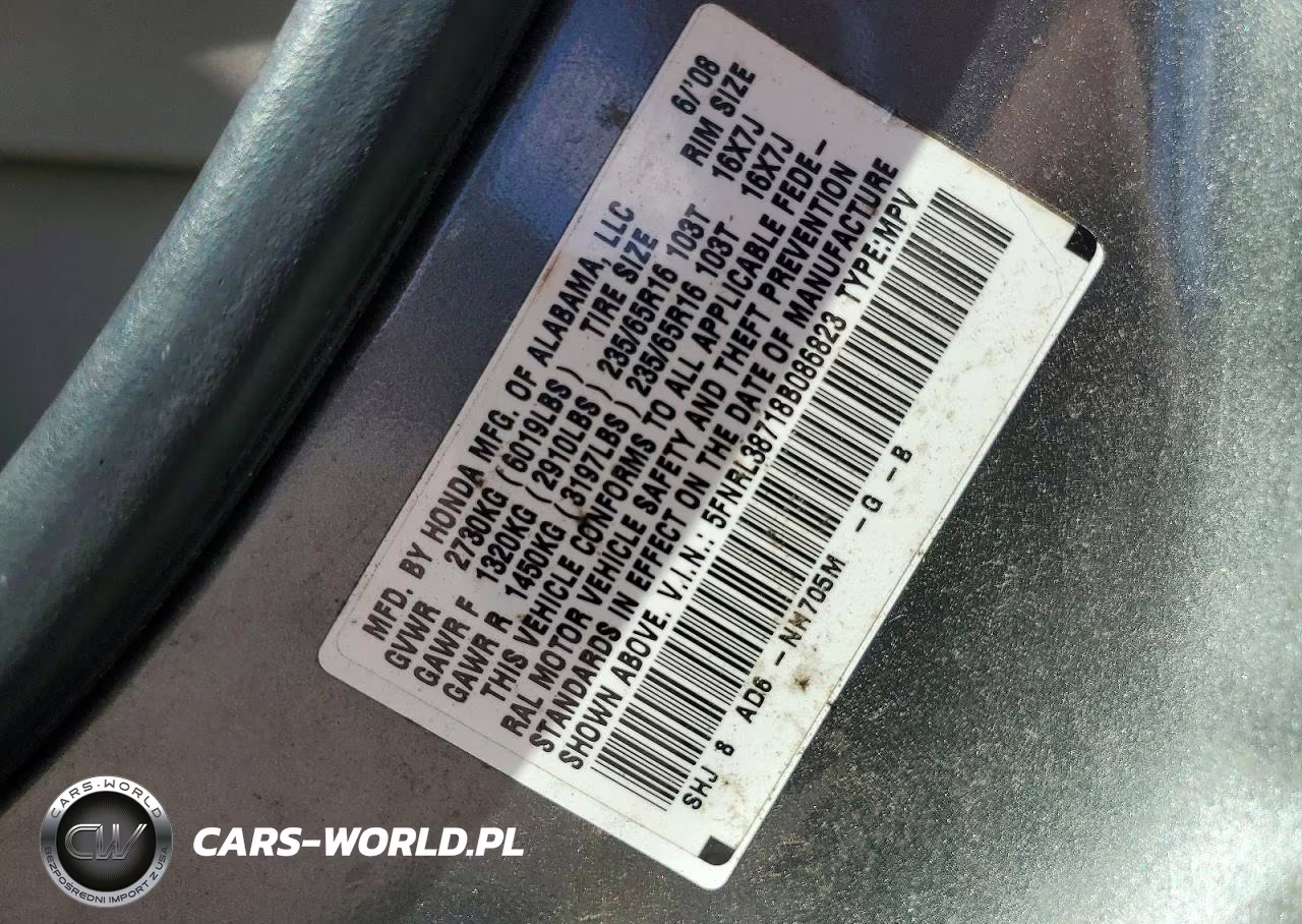 2008 Honda Odyssey Exl VIN:5FNRL38718B086823 - 13