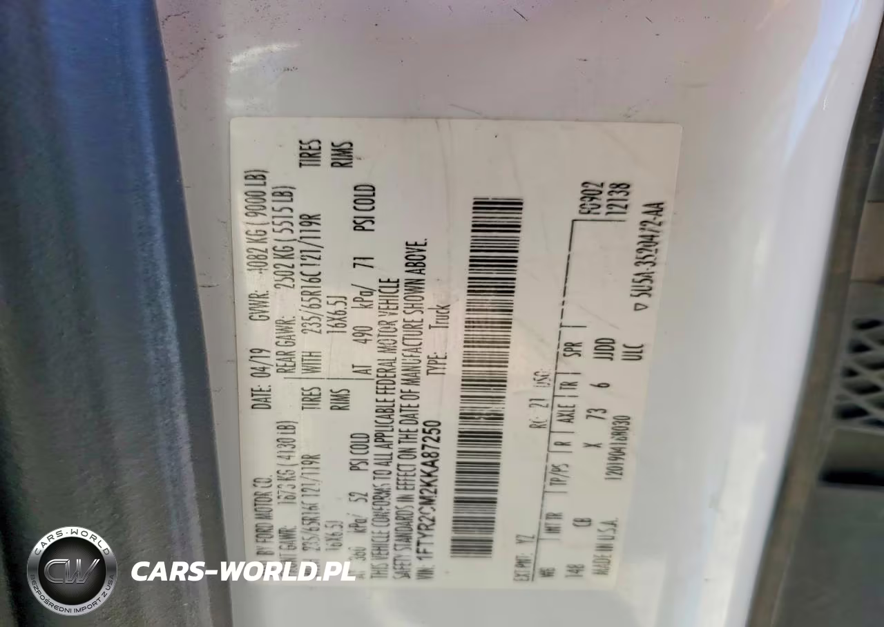 2019 Ford Transit 250 Delivery Van VIN:1FTYR2CM2KKA87250 - 13