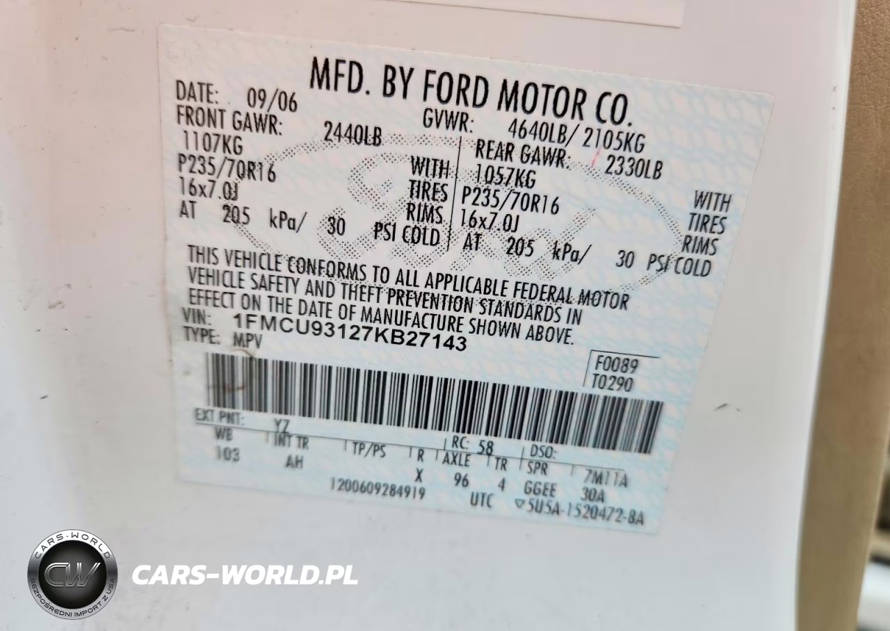 2007 Ford Escape Xlt VIN:1FMCU93127KB27143 - 14