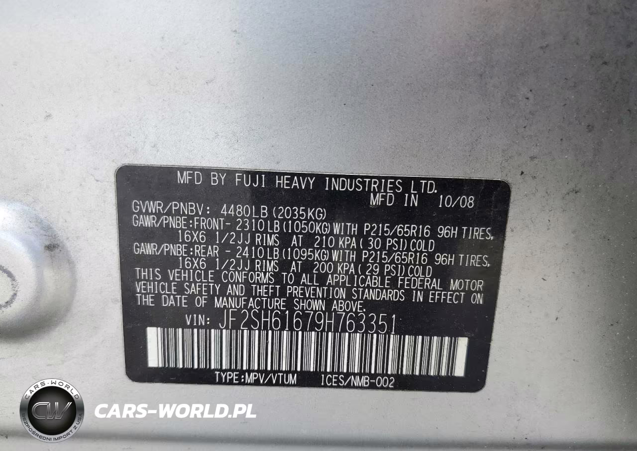 2009 Subaru Forester VIN:JF2SH61679H763351 - 13