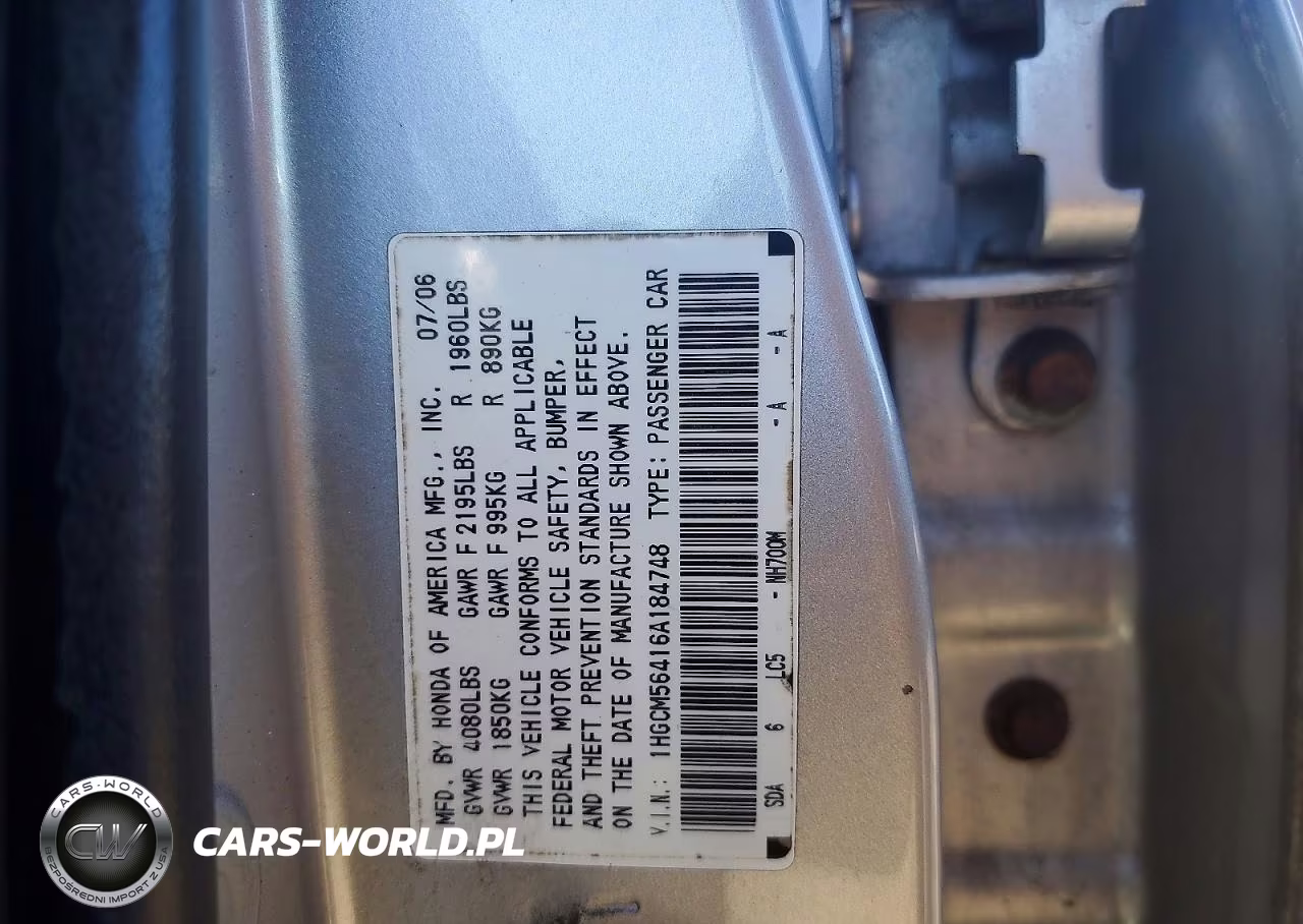 2006 Honda Accord Lx VIN:1HGCM56416A184748 - 13