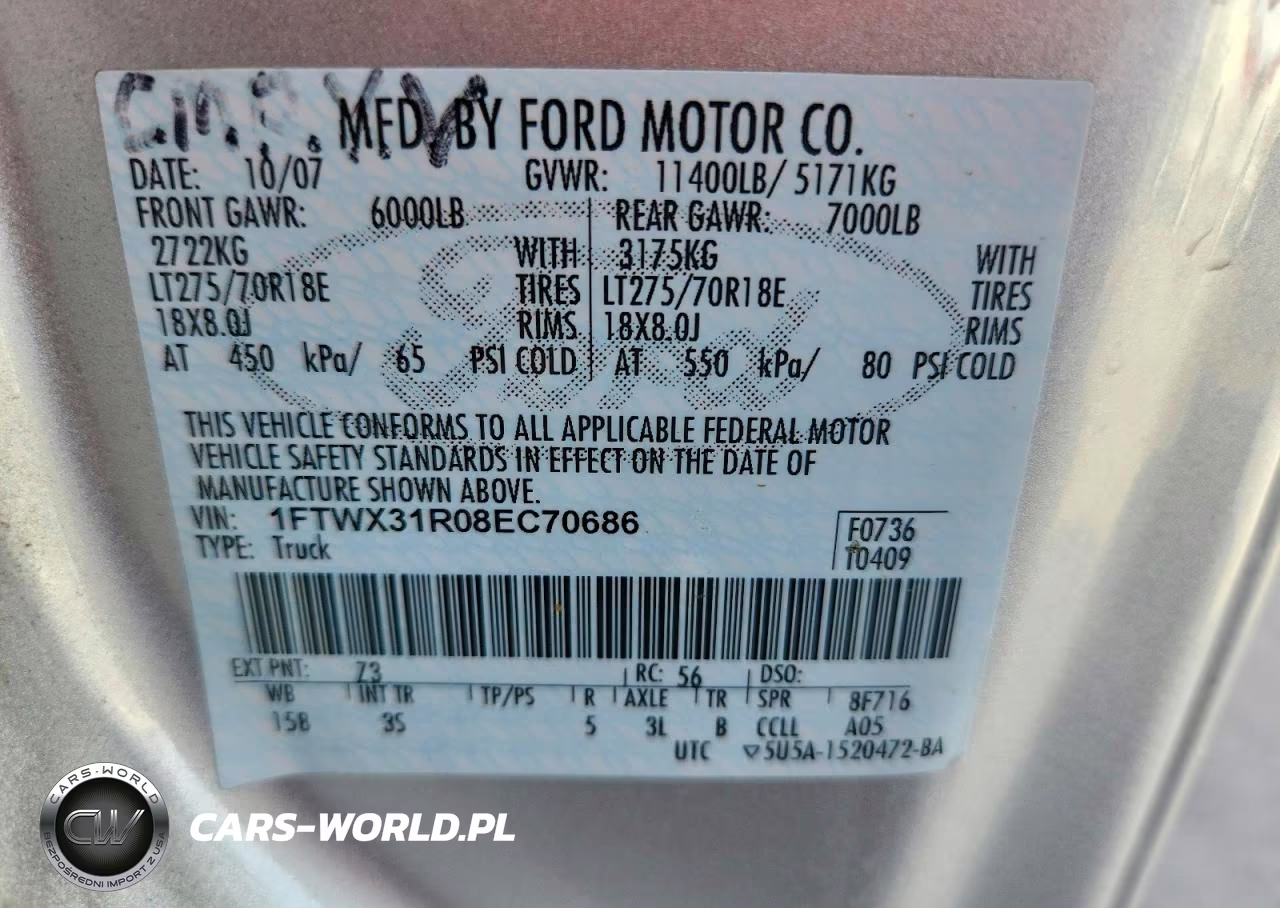2008 Ford F350 Srw Super Duty VIN:1FTWX31R08EC70686 - 13