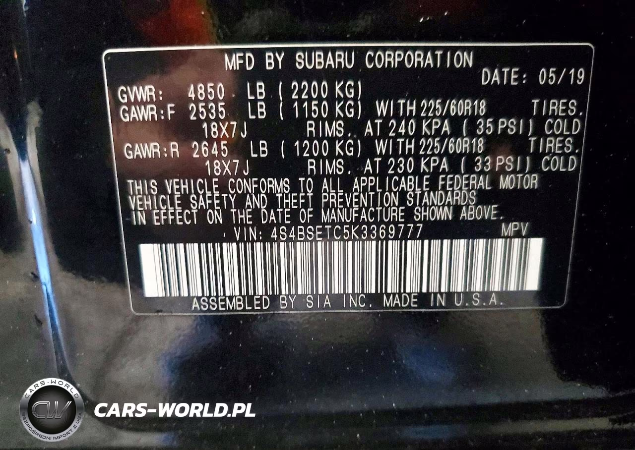 2019 Subaru Outback Touring VIN:4S4BSETC5K3369777 - 14