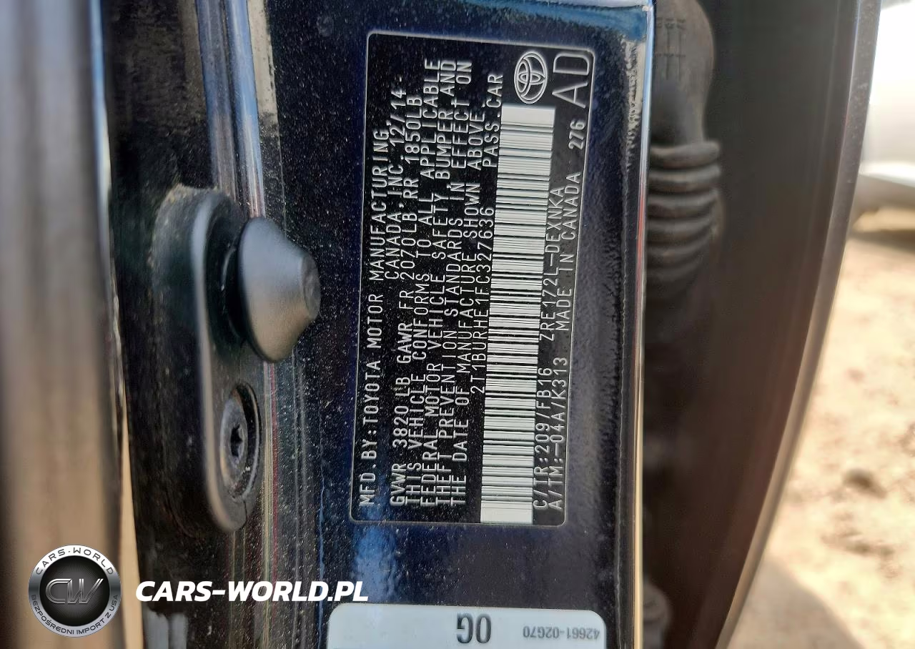 2015 Toyota Corolla Le VIN:2T1BURHE1FC327636 - 12