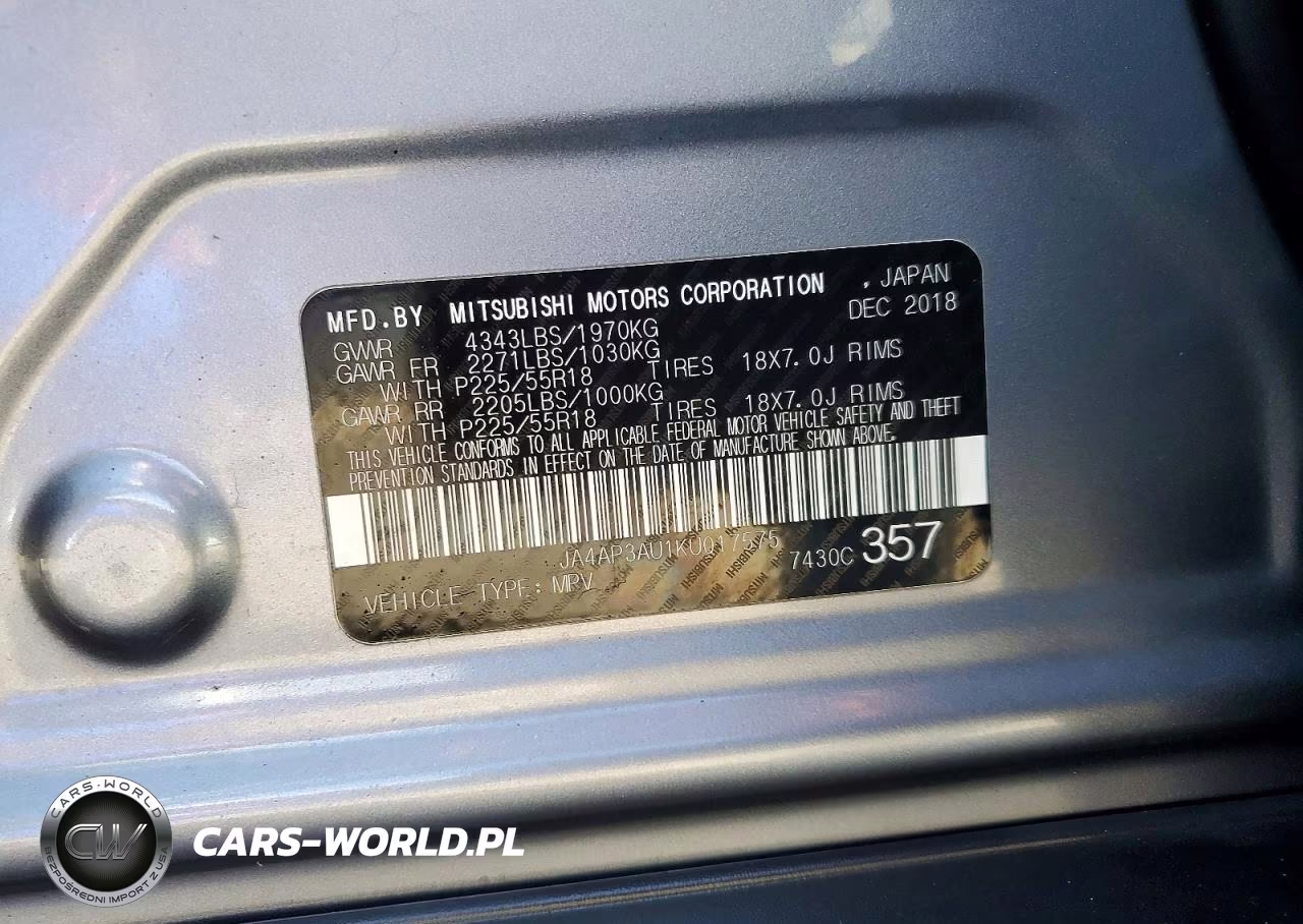 2019 Mitsubishi Outlander Sport Es VIN:JA4AP3AU1KU017575 - 12