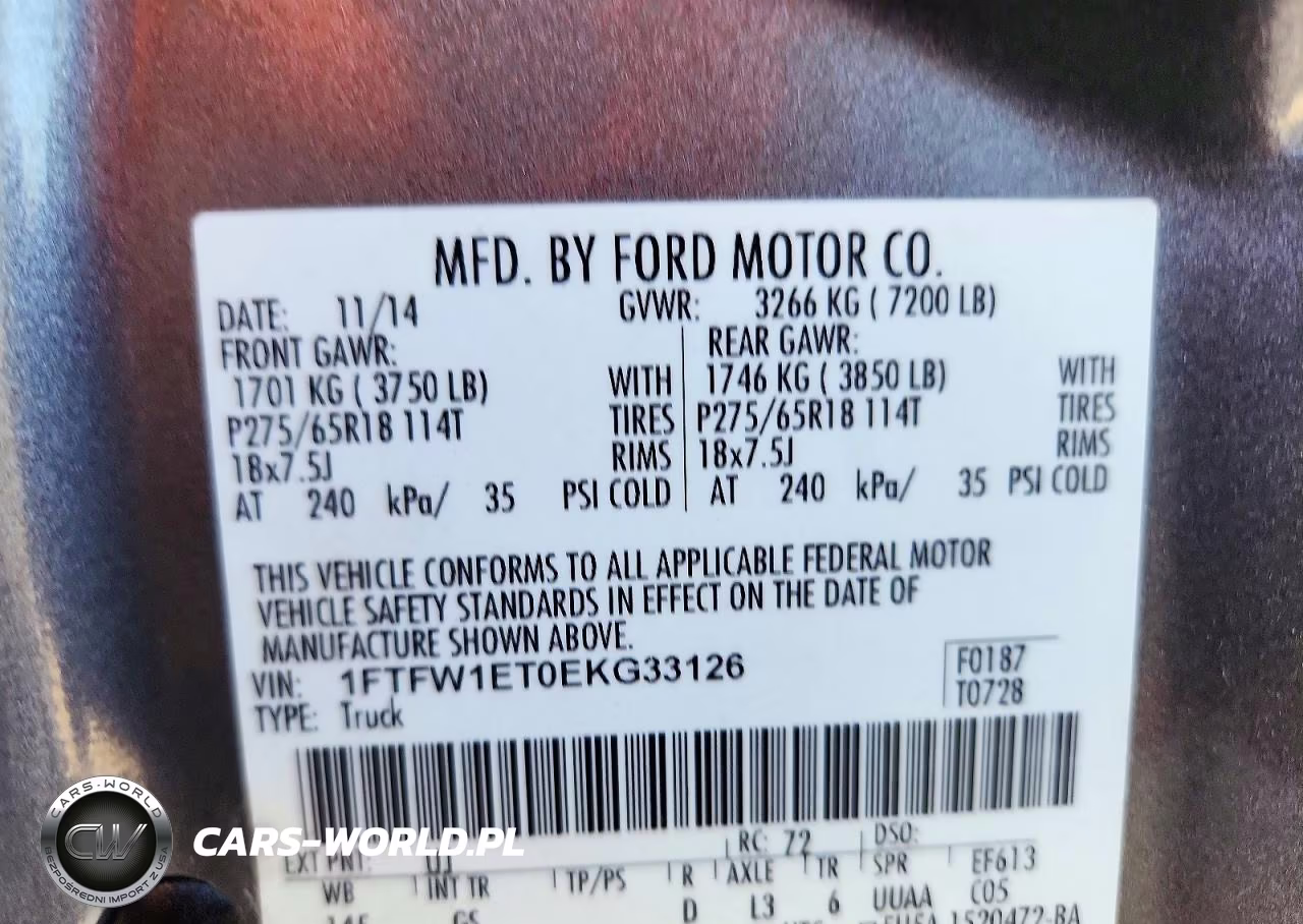 2014 Ford F150 Supercrew VIN:1FTFW1ET0EKG33126 - 12