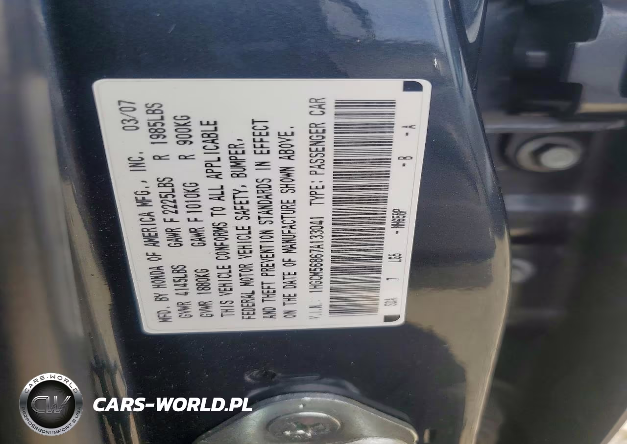 2007 Honda Accord Ex VIN:1HGCM56867A133041 - 12
