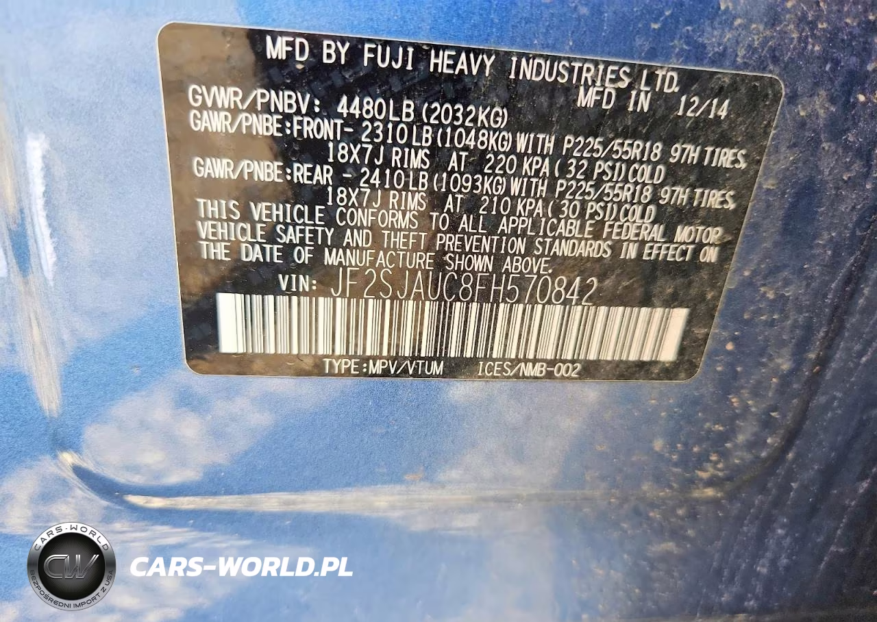 2015 Subaru Forester 2.5I Touring VIN:JF2SJAUC8FH570842 - 12