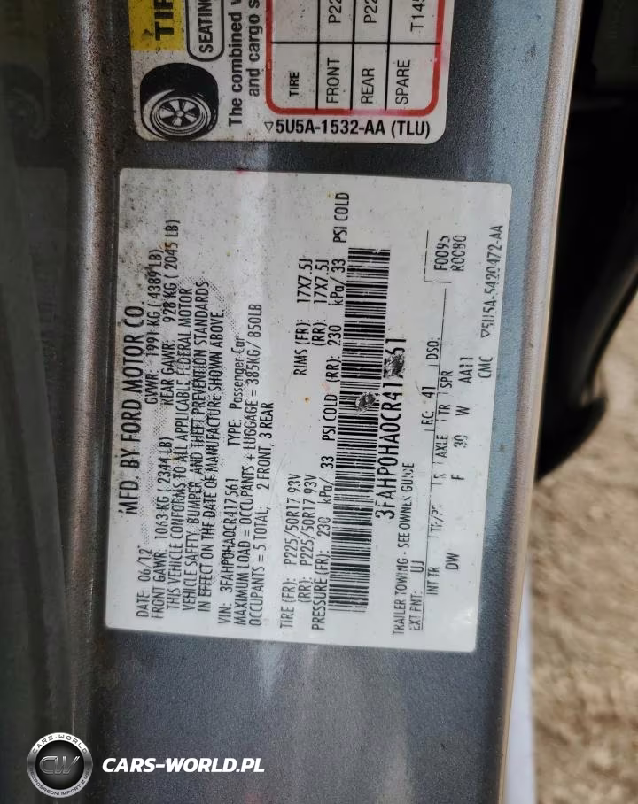 2012 Ford Fusion Se VIN:3FAHP0HA0CR417561 - 12