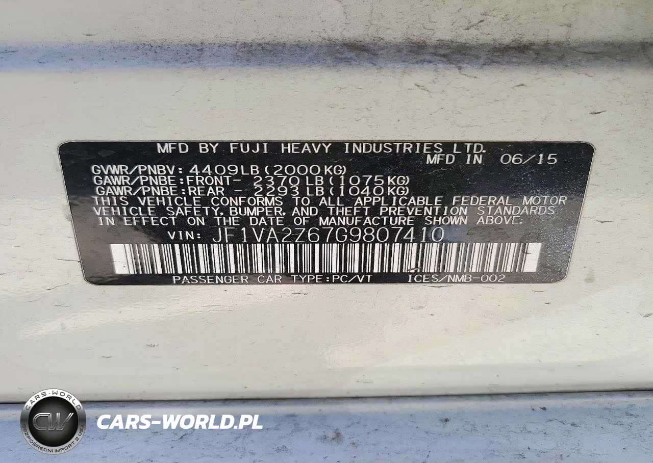 2016 Subaru Wrx Sti Limited VIN:JF1VA2Z67G9807410 - 12