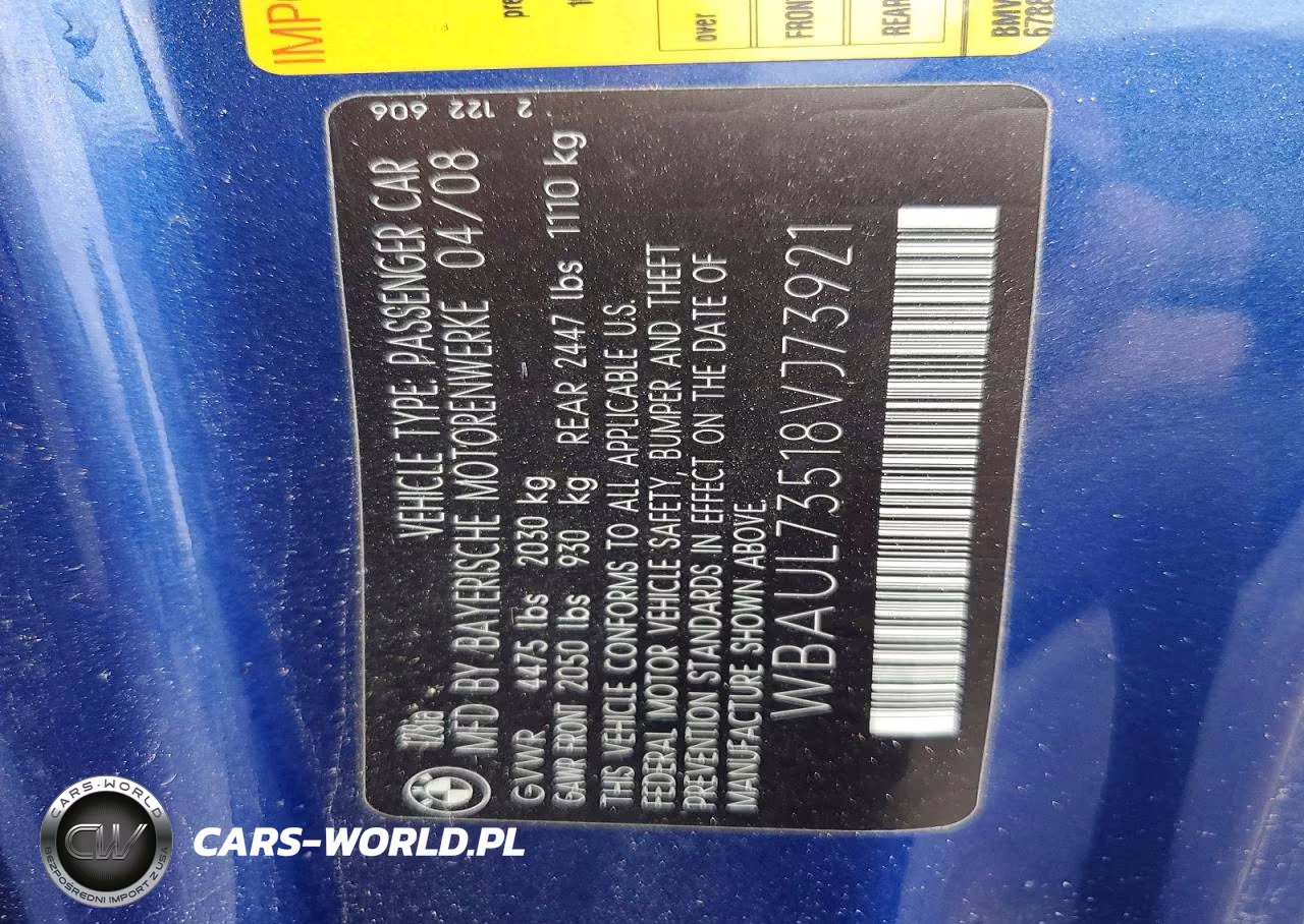 2008 BMW 128 I VIN:WBAUL73518VJ73921 - 12