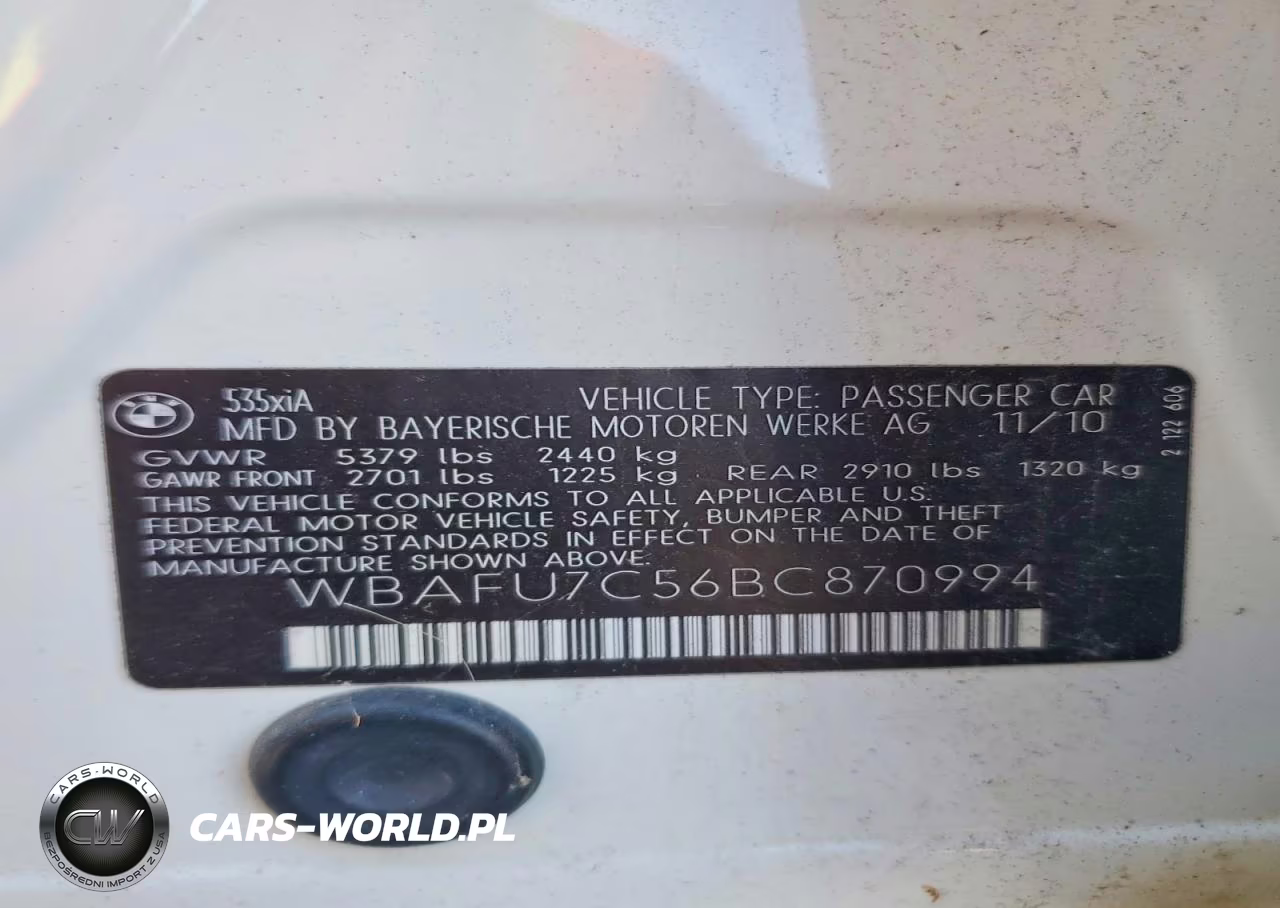 2011 BMW 535 Xi VIN:WBAFU7C56BC870994 - 12