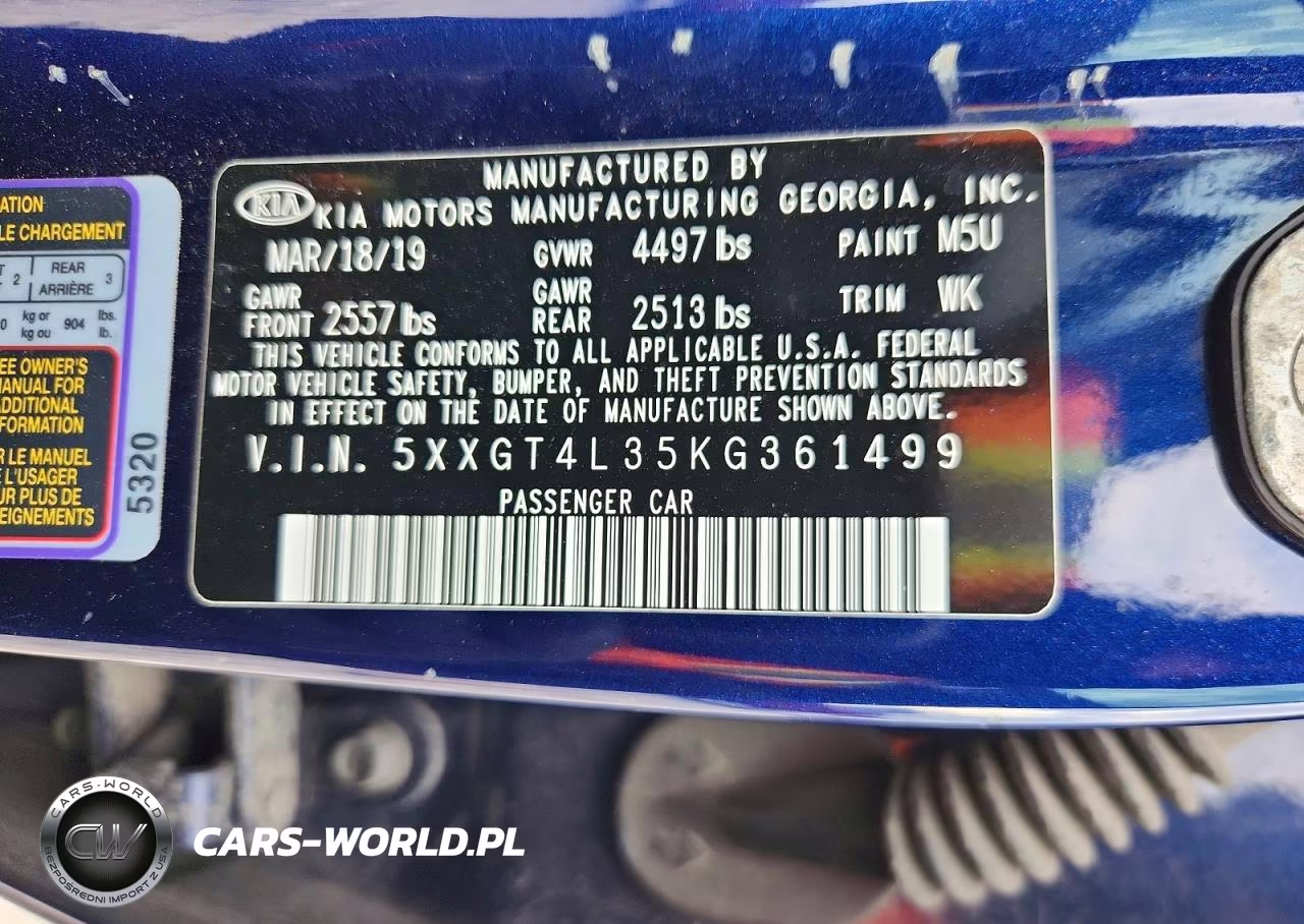 2019 Kia Optima S VIN:5XXGT4L35KG361499 - 13