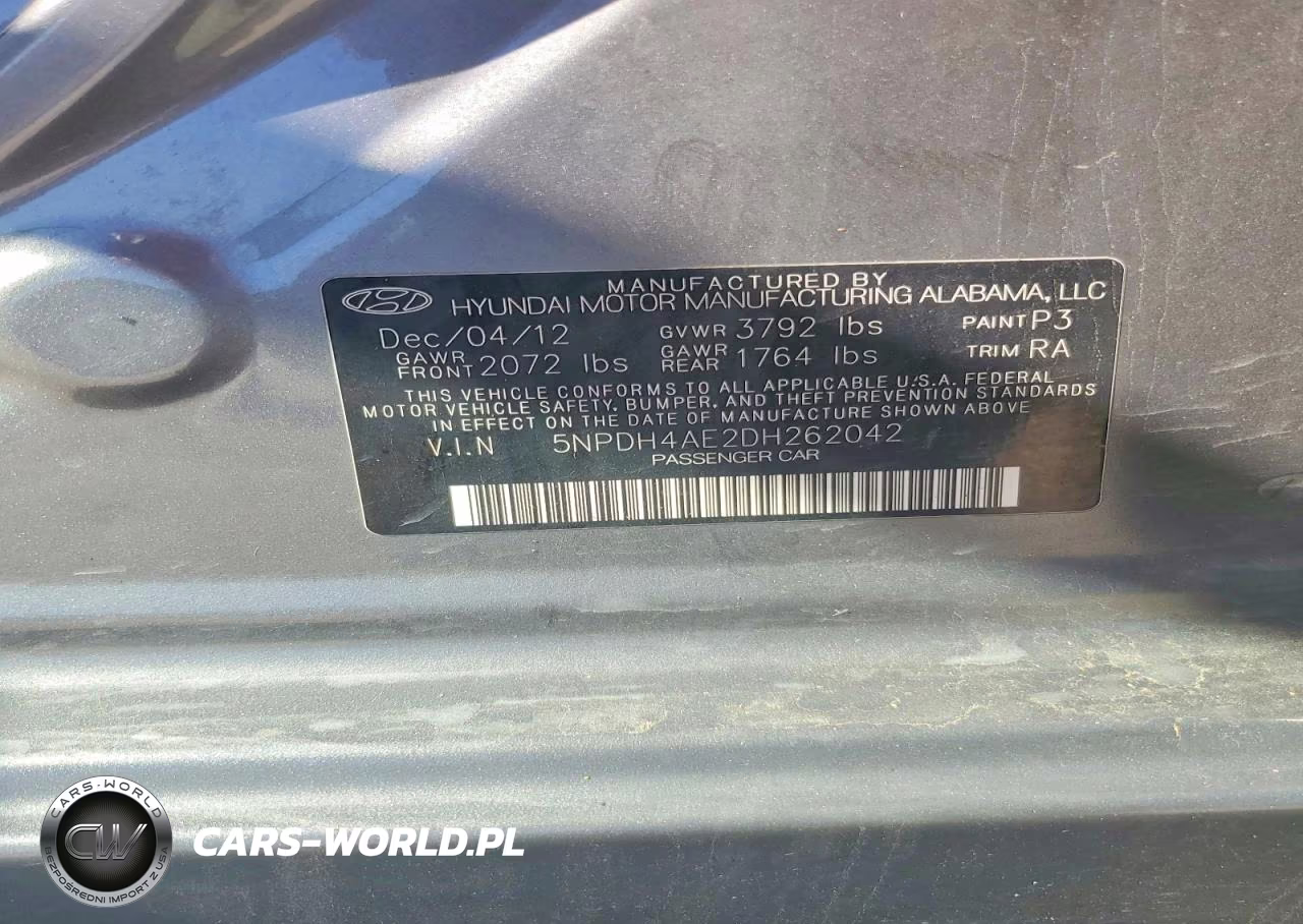 2013 Hyundai Elantra Gls VIN:5NPDH4AE2DH262042 - 12